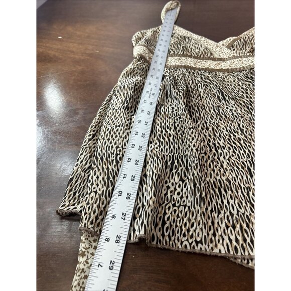 IZ Byer California Brown Patterned Sheer Wrap Tank Top womens large Tie in back - Picture 6 of 7